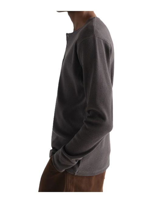 LEMAIRET-shirt Henley in lino e jersey di cotone a coste Lemaire | TS0041LJ1030GY006 BASALT